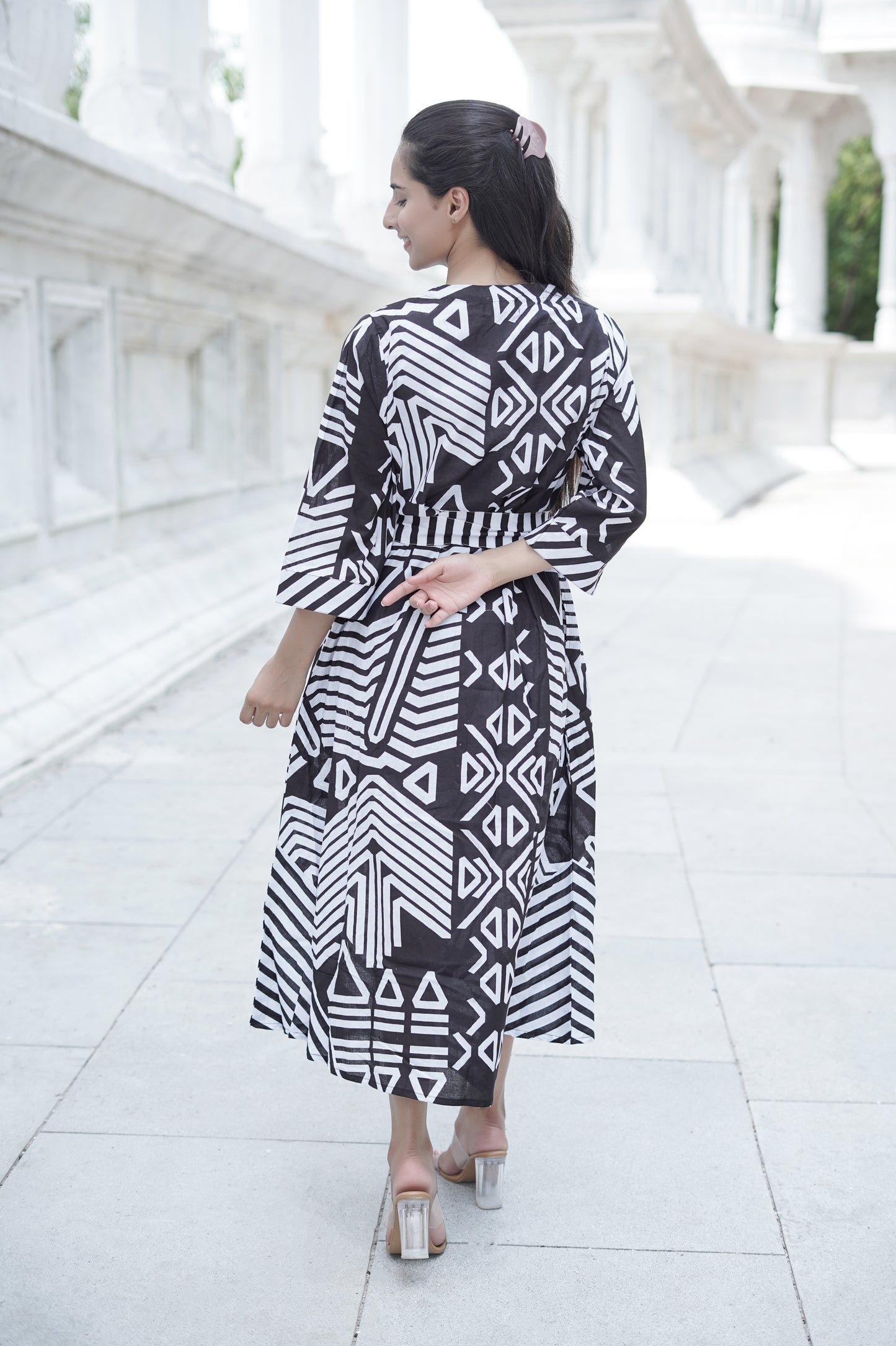 Fifth Avenues Flair-Black block printed cotton