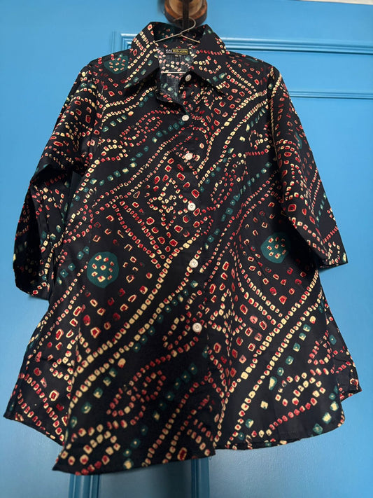 INAYA SHIRT BANDHANI COTTON SILK BLUE
