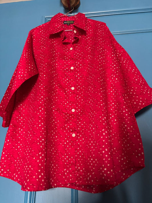 INAYA SHIRT BANDHANI COTTON SILK FUSCIA