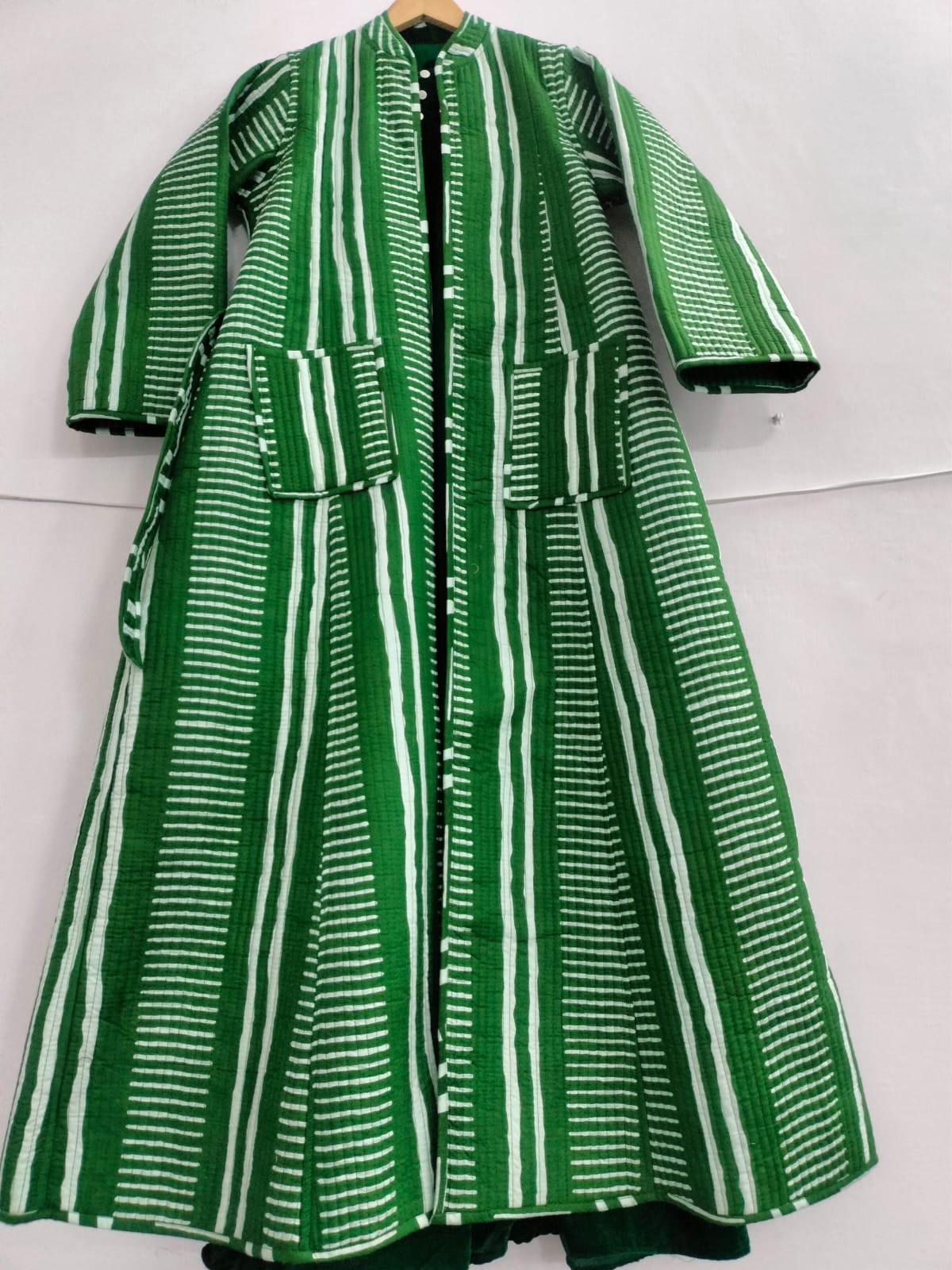 SHIVA WINTER GREEN  QUILTED JACKET-FREE SHIPPING